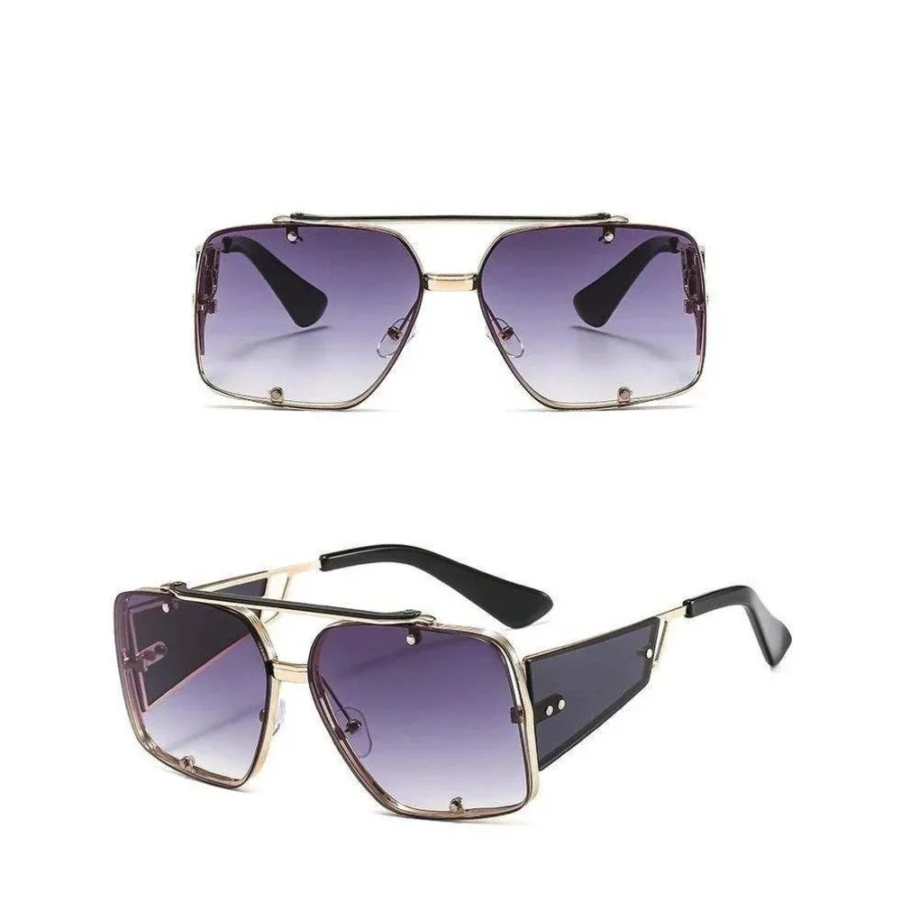 Men Sunglasses Designer Sqyare Gold Frame Black Accents Fashion UV400 Lentes New